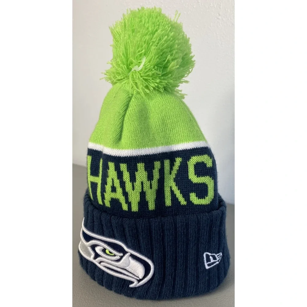 Seattle Seahawks Beanie Hat New Era NFL On Field Sport Knit Pom One Size